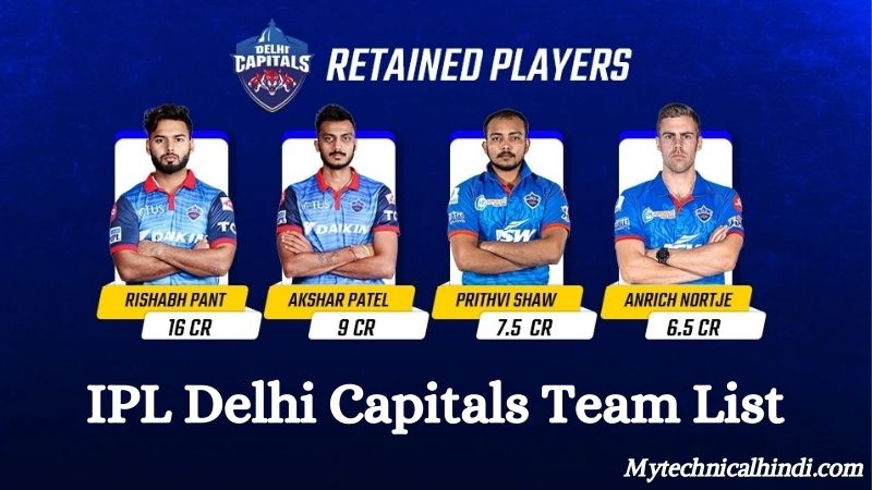 IPL Delhi Capitals Team List